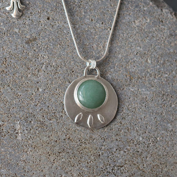 Silver Necklace ,Round Pendant Necklace, Silver Statement Necklace, Statement Necklace For Women, Gemstone Pendant Necklace, Gift For Her